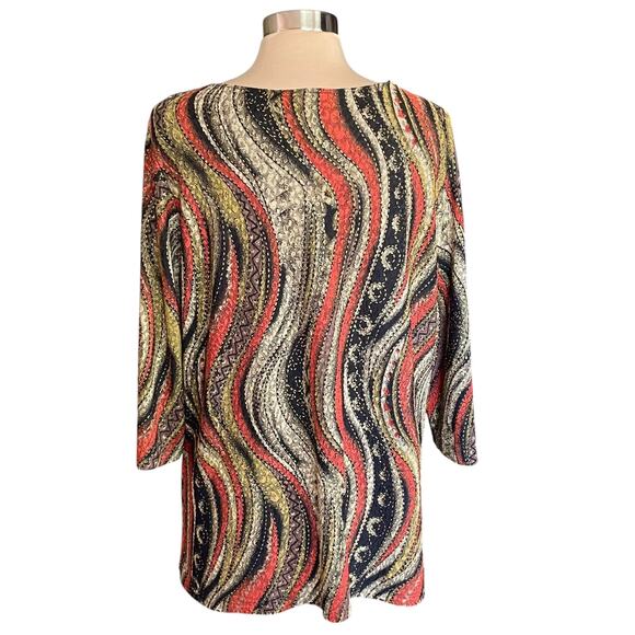 Maggie Barnes Plus Abstract Swirl Knit Top SIZE 1X Fall Autumn Casual Work Artsy - Picture 3 of 9